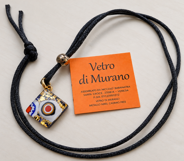 Vetro di Murano - Glasanhänger am Lederband